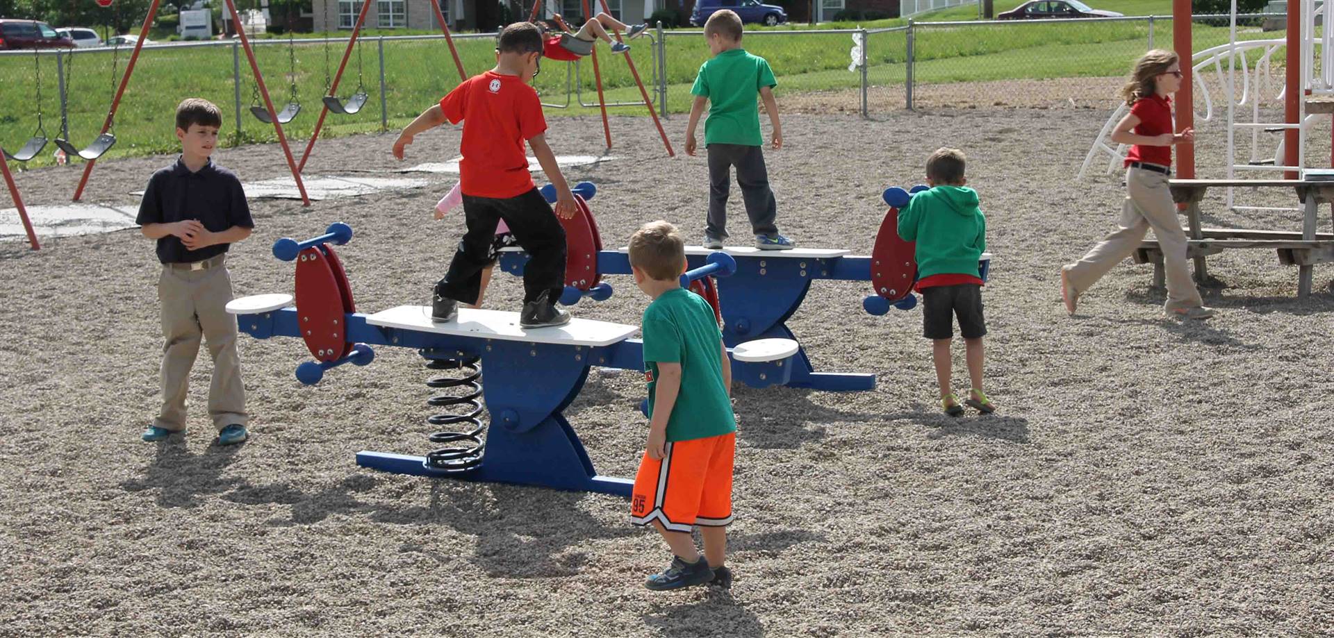 Students Playing on New Equipment